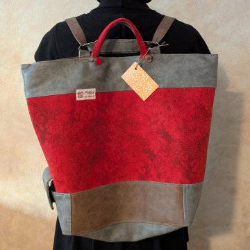Laptop-Rucksack rot-grau